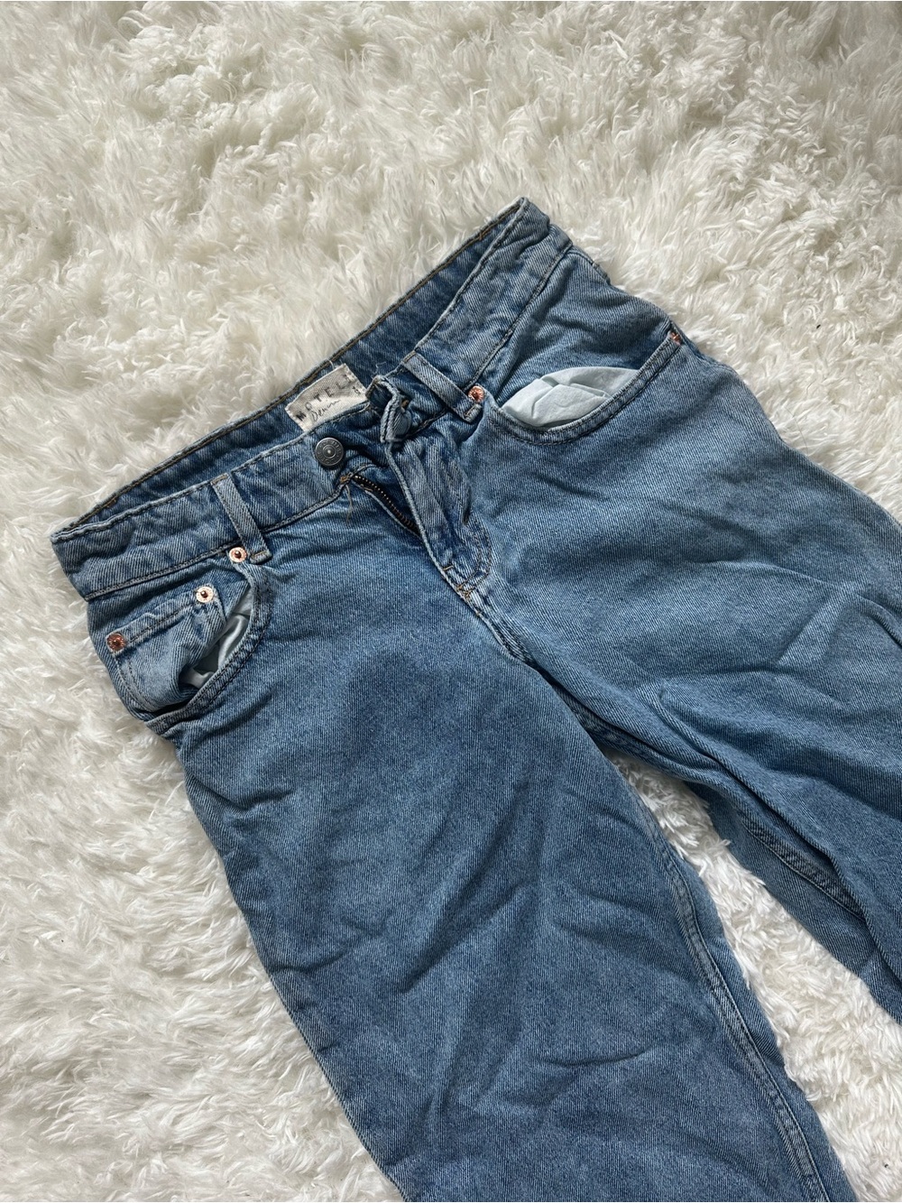 Motel Rocks Relaxed straight leg Jeans in Medium Blue Wash